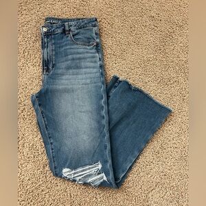 American Eagle Next Level Stretch Ripped Super High-Rise Flare Jean